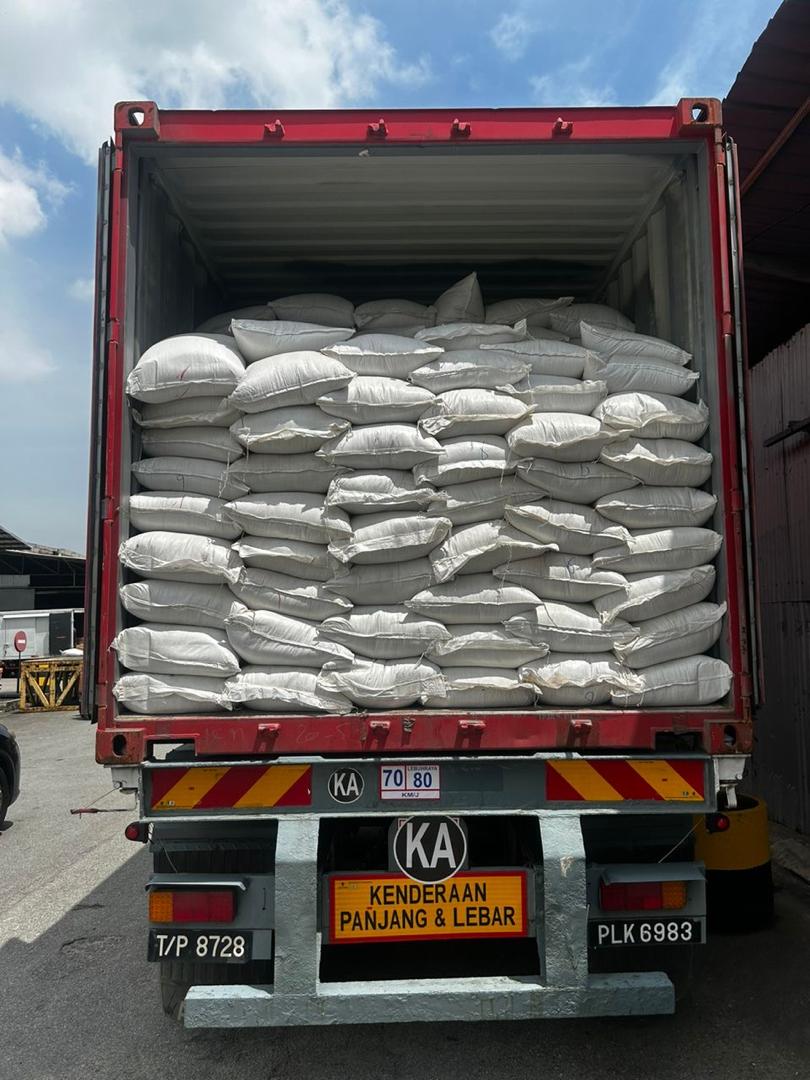 Shipping Container Loaded With Sacks